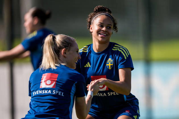 260226 Felicia Schröder of the Swedish women s national football team at a training session on February 26, 2026 in Albuferia. Photo: Ludvig Thunman BILDBYRAN kod LT LT0774 fotboll football soccer fotball träning practice training sverige sweden dam bbeng Copyright: LUDVIGxTHUNMAN BB260226LT001