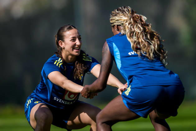 260226 Rosa Kafaji of the Swedish women s national football team at a training session on February 26, 2026 in Albuferia. Photo: Ludvig Thunman BILDBYRAN kod LT LT0774 fotboll football soccer fotball träning practice training sverige sweden dam bbeng Copyright: LUDVIGxTHUNMAN BB260226LT002