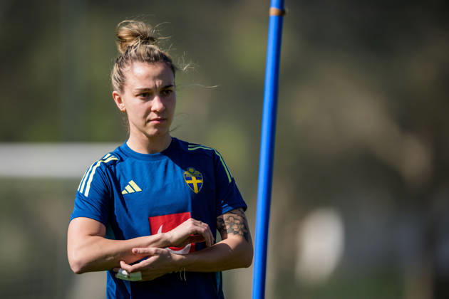 260226 Julia Zigiotti Olme of the Swedish women s national football team at a training session on February 26, 2026 in Albuferia. Photo: Ludvig Thunman BILDBYRAN kod LT LT0774 fotboll football soccer fotball träning practice training sverige sweden dam bbeng Copyright: LUDVIGxTHUNMAN BB260226LT038