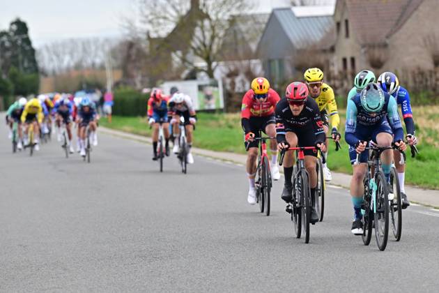 Italy s Matteo Trentin of Tudor Pro Cycling Team pictured in action during the 78th edition of the men elite race of the Kuurne-Brussels-Kuurne one day cycling race, 195 km from Kuurne to Kuurne via Brussels, Sunday 01 March 2026. DIRKxWAEM x166100679x