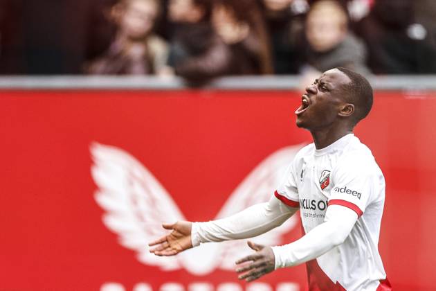 UTRECHT - Yoann Cathline of FC Utrecht celebrates the 1-0 goal during the Dutch Eredivisie match between FC Utrecht and AZ at the Galgenwaard Stadium on March 1, 2026, in Utrecht, Netherlands. BART STOUTJESDIJK ANP Eredivisie 2025-2026 xVIxANPxSportx xxANPxIVx 552135909 originalFilename: 552135909