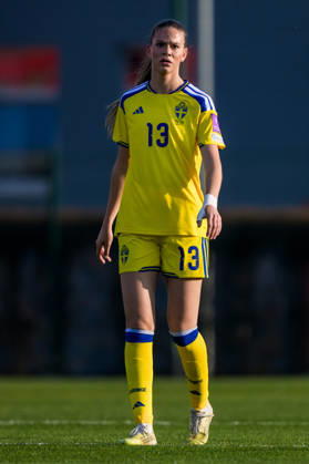 260307 Bella Andersson of Sweden during the FIFA Women™s World Cup Qualifier football match between Serbia and Sweden on March 7, 2026 in Stara Pazova. Photo: Ludvig Thunman BILDBYRAN kod LT LT0784 fotboll football soccer fotball vm-kval kval fifa womens world cup qualifier qualifier serbien serbia sverige sweden dam bbeng Copyright: LUDVIGxTHUNMAN BB260307LT053