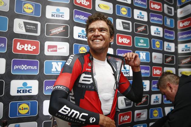Road cycling, Rad, Radsport, Strasse illustration pictures Greg Van Avermaet of BMC Racing Team pictured after he won the Flanders Classics 71th Omloop Het Nieuwsblad cycling race with start and finish in Gent, Belgium. Copyright: xJanxDexMeuleneirx