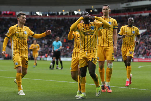 Sunderland v Brighton & Hove Albion - Premier League Yankuba Minteh of Brighton and Hove Albion celebrates his goal during the Premier League match between Sunderland and Brighton and Hove Albion at the Stadium of Light in Sunderland, United Kingdom, on March 14, 2026. Sunderland Tyne and Wear United Kingdom Copyright: xMIxNewsx originalFilename:fletcher-sunderla260314_nptd6