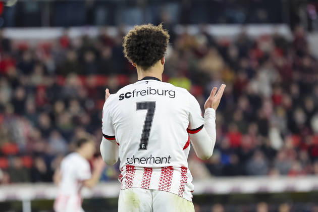 Derry Scherhant (SC Freiburg, 07) , Deutschland, Fussball, 1. Bundesliga, 26.Spieltag, 2025 2026, SC Freiburg vs. 1.FC Union Berlin, 15.03.2026, Freiburg im Breisgau Europa-Park Stadion Deutschland Copyright: xGrantxHubbsx