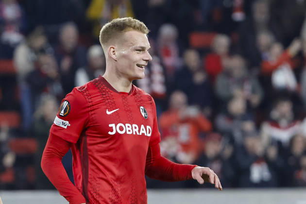 Philipp Lienhart (SC Freiburg, 03), Mimik, Gesichtsausdruck, Emotion , Deutschland, Fussball, UEFA Europa League, Achtelfinale, 2025 2026, SC Freiburg vs. KRC Genk, 19.03.2026, Freiburg im Breisgau Europa-Park Stadion Deutschland Copyright: xGrantxHubbsx