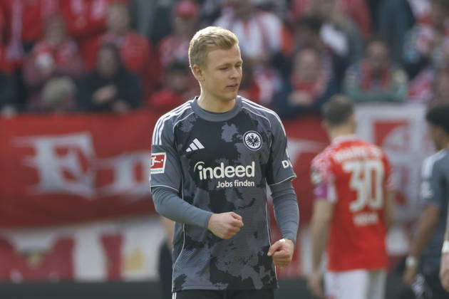 Jonathan Burkardt (Eintracht Frankfurt, 09) , Deutschland, Fussball, 1. Bundesliga, 27.Spieltag, 2025 2026, 1. FSV Mainz vs. Eintracht Frankfurt, 22.03.2026, Mainz Mewa Arena Rheinland-Pfalz Deutschland Copyright: xGrantxHubbsx