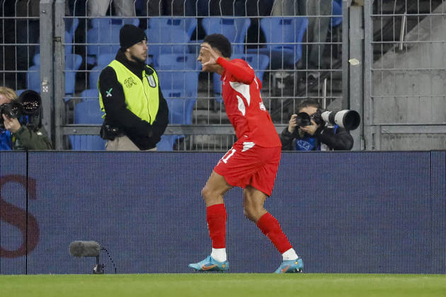 Torjubel bei Dan Ndoye (Schweiz, 11) nach seinem Tor zum 1:0 , Schweiz, Fussball, Freundschaftsspiel, Schweiz vs. Deutschland, 27.03.2026, Basel Sankt Jakob Park Schweiz Copyright: xGrantxHubbsx