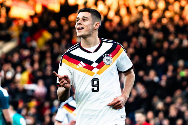 Deutschland: U21, U 21 EM-Qualifikation 2025 2026, Deutschland U21 vs. Nordirland U21, Freitag 27.03.2026, Eintracht Stadion Braunschweig Tor zum 1:0 durch Nicolo Tresoldi Elfmeter Jubel Freude Emotionen Torjubel Copyright: xCelinaxLeiersx