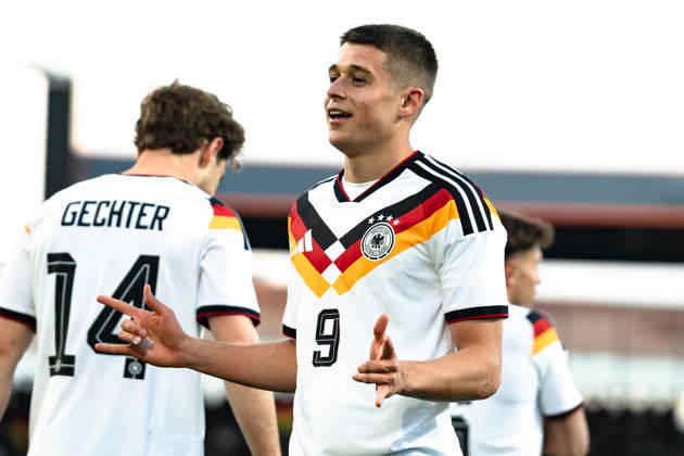Deutschland: U21, U 21 EM-Qualifikation 2025 2026, Deutschland U21 vs. Nordirland U21, Freitag 27.03.2026, Eintracht Stadion Braunschweig DFB U21 Nationalmannschaft Tor zum 1:0 durch NicolÃ² Tresoldi Elfmeter Jubel Freude Emotionen Torjubel Copyright: xCelinaxLeiersx