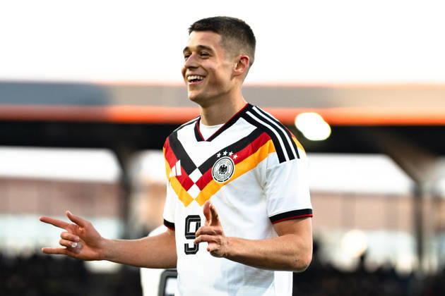 Deutschland: U21, U 21 EM-Qualifikation 2025 2026, Deutschland U21 vs. Nordirland U21, Freitag 27.03.2026, Eintracht Stadion Braunschweig DFB U21 Nationalmannschaft Tor zum 1:0 durch NicolÃ² Tresoldi Elfmeter Jubel Freude Emotionen Torjubel Copyright: xCelinaxLeiersx