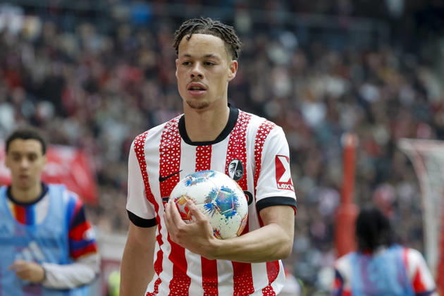 Derry Scherhant (SC Freiburg, 07) , Deutschland, Fussball, 1. Bundesliga, 28.Spieltag, 2025 2026, SC Freiburg vs. FC Bayern München, 04.04.2026, Freiburg im Breisgau Europa-Park Stadion Hessen Deutschland Copyright: xGrantxHubbsx