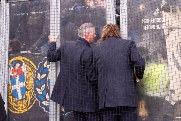 DEVENTER , 05-04-2026 , Stadium De Adelaarshorst , season 2025 2026 , Dutch Eredivisie football , match between Go Ahead Eagles - PEC Zwolle , picture shows Gerry Hamstra, Joost Broerse, Go Ahead Eagles - PEC x202851935x Copyright:
