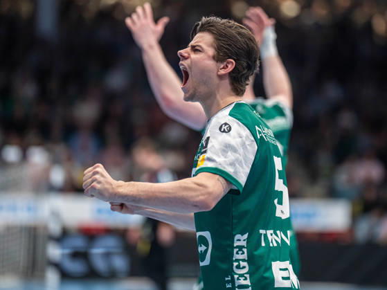 Rutger ten Velde (Frisch Auf Goeppingen, 05) jubelt lautstark, Frisch Auf Goeppingen vs. SC Magdeburg, Handball, 1. Bundesliga, Herren, Spielzeit 2025 2026, 05.04.2026, Frisch Auf Goeppingen vs. SC Magdeburg, Handball, 1. Bundesliga, Herren, Spielzeit 2025 2026, 05.04.2026 Goeppingen Copyright: xEibner-Pressefoto MichaelxSchmidx EP_MST