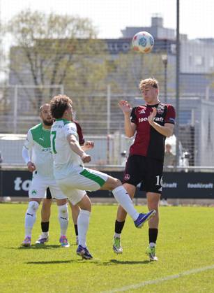 06.04.2026 - Fussball - Saison 2025 2026 - Regionalliga Bayern - 27. Spieltag: 1. FC Nürnberg FCN II ( Club ) - SpVgg Greuther Fürth II (Kleeblatt U23 ) - DaMa - xdaxmax - Marlon Fries (7, SpVgg Greuther Fürth II ) Eric Porstner (16, 1. FC Nürnberg FCN II )