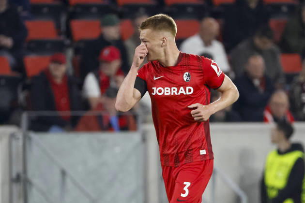 Philipp Lienhart (SC Freiburg, 03), Mimik, Gesichtsausdruck, Emotion , Deutschland, Fussball, UEFA Europa League, Viertelfinale, 2025 2026, SC Freiburg vs. Celta Vigo, 09.04.2026, Freiburg im Breisgau Europa-Park Stadion (Stadion am Deutschland Copyright: xGrantxHubbsx