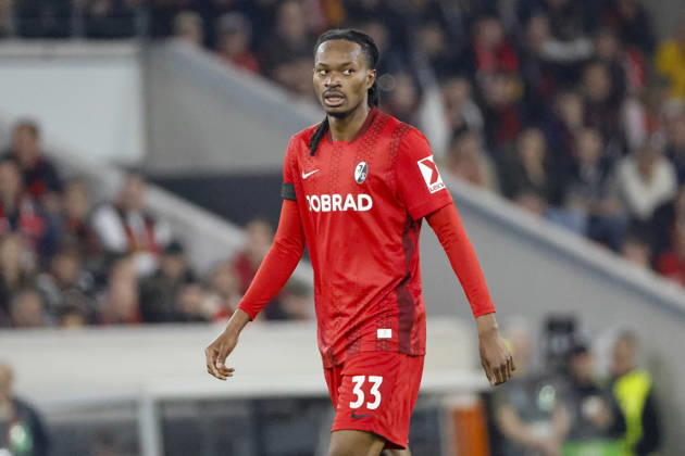 Jordy Makengo (SC Freiburg, 33) , Deutschland, Fussball, UEFA Europa League, Viertelfinale, 2025 2026, SC Freiburg vs. Celta Vigo, 09.04.2026, Freiburg im Breisgau Europa-Park Stadion (Stadion am Deutschland Copyright: xGrantxHubbsx