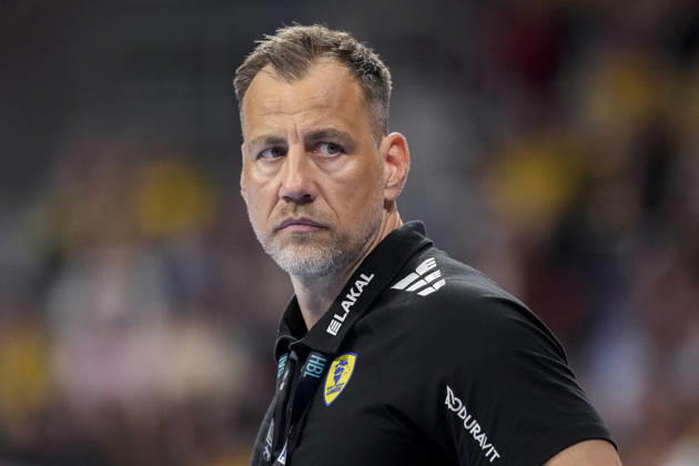 Maik Machulla (Trainer, Cheftrainer, RNL), Einzelbild, Einzelfoto, Aktion, Action, Porträt, Portrait, 11.04.2026, Mannheim (Deutschland), Handball, Bundesliga, Rhein-Neckar Löwen - SG Flensburg-Handewitt