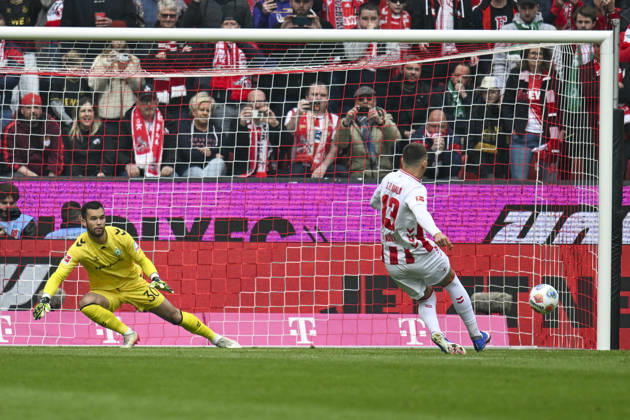 Said El Mala (Koeln 13) erzielt das Tor zum 1:0 12.04.2026 ¢ Fussball ¢ 1. FC Koeln vs SV Werder Bremen, Rheinenergiestadion, Koeln, DFB DFL REGULATIONS PROHIBIT ANY USE OF PHOTOGRAPHS AS IMAGE SEQUENCES AND OR QUASI-VIDEO
