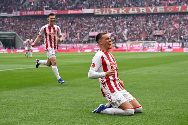 Said El Mala (1. FC Koeln) Torjubel, jubelt nach seinem Treffer zum 1:0 waehrend des Spiels der Bundesliga zwischen dem 1. FC Köln und SV Werder Bremen, RheinEnergieSTADION am 12. April 2026 in Köln, Deutschland. (Foto von Ralf Treese DeFodi Images) +++ Said El Mala (1. FC Koeln) celebrates after scoring his team™s first goal during the Bundesliga match between 1. FC Köln and SV Werder Bremen at RheinEnergieSTADION on April 12, 2026 in Köln, Germany. (Photo by Ralf Treese DeFodi Images) DFL regulations prohibit any use of photographs as image sequences and or quasi-video. (Photo by Ralf Treese DeFodi Images) -