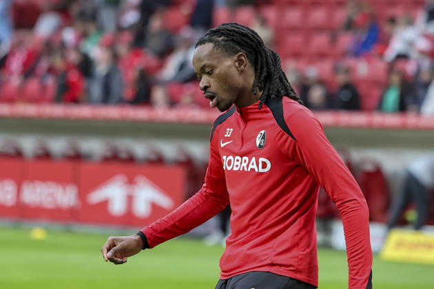 Jordy Makengo (SC Freiburg, 33) , Deutschland, Fussball, 1. Bundesliga, 29.Spieltag, 2025 2026, 1. FSV Mainz vs. SC Freiburg, 12.04.2026, Mainz Mewa Arena Deutschland Copyright: xGrantxHubbsx
