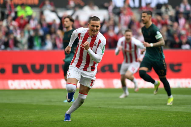 Said El Mala (1. FC Koeln) Torjubel, jubelt nach seinem Treffer zum 1:0 waehrend des Spiels der Bundesliga zwischen dem 1. FC Köln und SV Werder Bremen, RheinEnergieSTADION am 12. April 2026 in Köln, Deutschland. (Foto von Ralf Treese DeFodi Images) +++ Said El Mala (1. FC Koeln) celebrates after scoring his team™s first goal during the Bundesliga match between 1. FC Köln and SV Werder Bremen at RheinEnergieSTADION on April 12, 2026 in Köln, Germany. (Photo by Ralf Treese DeFodi Images) DFL regulations prohibit any use of photographs as image sequences and or quasi-video. (Photo by Ralf Treese DeFodi Images) -