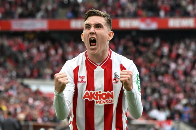 Isak Johannesson (1. FC Koeln) Torjubel, jubelt nach seinem Treffer zum 3:1 waehrend des Spiels der Bundesliga zwischen dem 1. FC Köln und SV Werder Bremen, RheinEnergieSTADION am 12. April 2026 in Köln, Deutschland. (Foto von Ralf Treese DeFodi Images) +++ Isak Johannesson (1. FC Koeln) celebrates after scoring his team™s third goal during the Bundesliga match between 1. FC Köln and SV Werder Bremen at RheinEnergieSTADION on April 12, 2026 in Köln, Germany. (Photo by Ralf Treese DeFodi Images) DFL regulations prohibit any use of photographs as image sequences and or quasi-video. (Photo by Ralf Treese DeFodi Images) -
