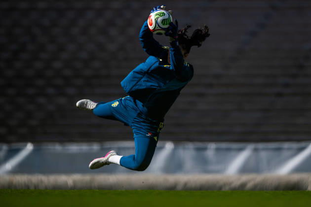 260416 Goalkeeper Zecira Musovic of the Swedish women s national football team during a training session on April 16, 2026 in Gothenburg. Photo: Mathias Bergeld BILDBYRAN kod MB MB1364 fotboll football soccer fotball vm-kval kval fifa womens world cup qualifier qualifier träning practice training sverige sweden dam bbeng women kvinner Copyright: MATHIASxBERGELD BB260416MB034