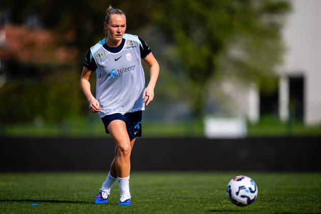 260417 Frida Maanum of the Norwegian women™s national football team during a training session on April 17, 2026 in Ptuj. Photo: Marius Simensen BILDBYRAN Cop 238 bbeng dam fifa women s world cup qualifier football fotball fotboll norge norway practice soccer training trening träning Copyright: MARIUSxSIMENSEN BB260417BB193