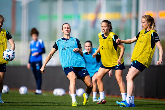 260417 Julie Blakstad of the Norwegian women™s national football team during a training session on April 17, 2026 in Ptuj. Photo: Marius Simensen BILDBYRAN Cop 238 bbeng dam fifa women s world cup qualifier football fotball fotboll norge norway practice soccer training trening träning Copyright: MARIUSxSIMENSEN BB260417BB214