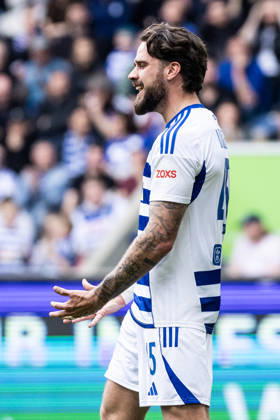 3.Liga: MSV Duisburg - TSG Hoffenheim II; 18.04.2026 Lex-Tyger Lobinger (MSV Duisburg, 45) emotionell reagiert auf ein Torchance. 3.Liga: MSV Duisburg - TSG Hoffenheim II; Schauinsland-Reisen-Arena, Duisburg, 18.04.2026 DFB regulations prohibit any use of photographs as image sequences and or quasi video. Copyright: xBEAUTIFULxSPORTS Buriakovx