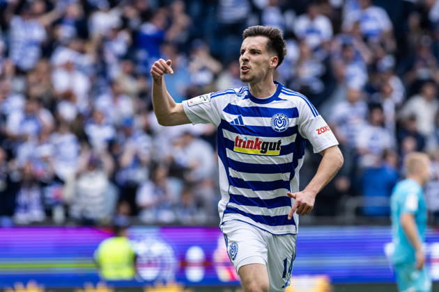 3.Liga: MSV Duisburg - TSG Hoffenheim II; 18.04.2026 MSV Duisburg bejubelt das Tor, 3:1 durch Conor Noß (MSV Duisburg, 14) 3.Liga: MSV Duisburg - TSG Hoffenheim II; Schauinsland-Reisen-Arena, Duisburg, 18.04.2026 DFB regulations prohibit any use of photographs as image sequences and or quasi video. Copyright: xBEAUTIFULxSPORTS Buriakovx