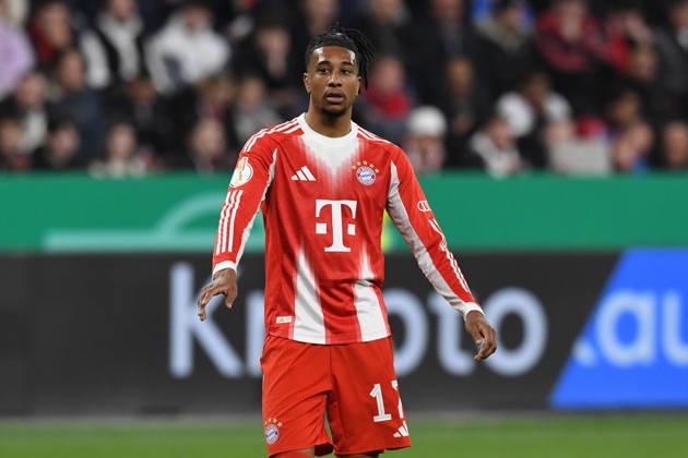 Michael Olise ( FC Bayern Muenchen, 17 ) gestikuliert. GER, Bayer 04 Leverkusen vs FC Bayern Muenchen, Fussball, DFB Pokal Halbfinale, Spielzeit 2025 2026, 22.04.2026 DFL REGULATIONS PROHIBIT ANY USE OF PHOTOGRAPHS AS IMAGE SEQUENCES AND OR QUASI-VIDEO GER, Bayer 04 Leverkusen vs FC Bayern Muenchen, Fussball, DFB Pokal Halbfinale, Spielzeit 2025 2026, 22.04.2026 Leverkusen Copyright: xEibner-Pressefoto ThomasxThienelx EP_TTL
