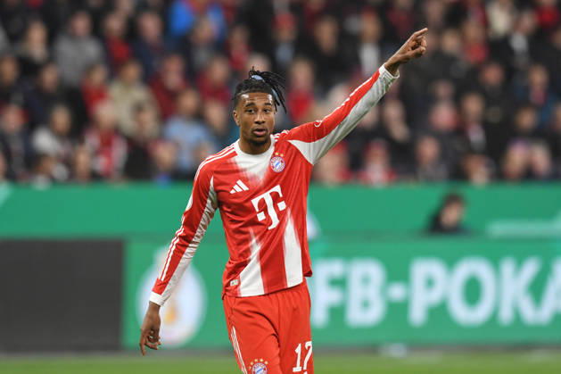 Michael Olise ( FC Bayern Muenchen, 17 ) gestikuliert. GER, Bayer 04 Leverkusen vs FC Bayern Muenchen, Fussball, DFB Pokal Halbfinale, Spielzeit 2025 2026, 22.04.2026 DFL REGULATIONS PROHIBIT ANY USE OF PHOTOGRAPHS AS IMAGE SEQUENCES AND OR QUASI-VIDEO GER, Bayer 04 Leverkusen vs FC Bayern Muenchen, Fussball, DFB Pokal Halbfinale, Spielzeit 2025 2026, 22.04.2026 Leverkusen Copyright: xEibner-Pressefoto ThomasxThienelx EP_TTL