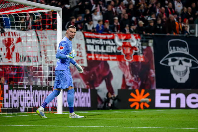 Maarten Vandevoordt (RB Leipzig, 26) Jubel, Torjubel, jubelt ueber Tor zum 2:0 nach Vorlage, RB Leipzig vs. 1. FC Union Berlin, Fussball, 1. Bundesliga, 31. Spieltag, Saison 2025 2026, 24.04.2026,¨ DFL REGULATIONS PROHIBIT ANY USE OF PHOTOGRAPHS AS IMAGE SEQUENCES AND OR QUASI-VIDEO,¨ RB Leipzig vs. 1. FC Union Berlin, Fussball, 1. Bundesliga, 31. Spieltag, Saison 2025 2026, 24.04.2026 Leipzig Copyright: xEibner-Pressefoto LauraxRoemerx EP_LRR