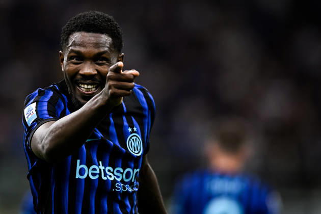 Marcus Thuram of FC Internazionale celebrates after scoring the goal of 1-0 during the Serie A 2025 2026 football match between FC Internazionale and Parma Calcio at San Siro stadium in Milano (Italy), May 3, 2026. andreaxstaccioli