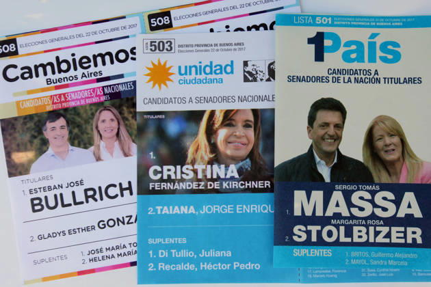 October 14, 2017 - Buenos Aires, Buenos Aires, Argentina - In October 22, voters head to the polls for midterm elections, where a third of the Senate and around half the seats in the lower house of congress are in play. The elections will take place during the presidency of Mauricio Macri whose Cambiemos coalition also controls the city of Buenos Aires and Buenos Aires Province. Oposition are divided in two main groups; Unidad Ciudadana, lead by the former president Cristina FernoÂ¡ndez de Kirchner and 1Pais, lead by Sergio Massa. Copyright: xClaudioxSantistebanx