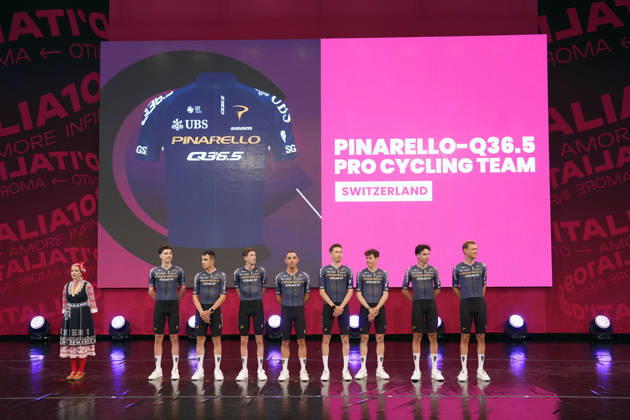 PINARELLO-Q36.5 PRO CYCLING TEAM during the teams presentation ahead of the Giro d™Italia cycling race in Burgas. The race starts on Friday, May 8, with the first stage over 160 km, from Nessebar to Burgas, Bulgaria - Wednesday, May 6, 2026. - cycling. Copyright: xFabioxFerrarix xLaPressex