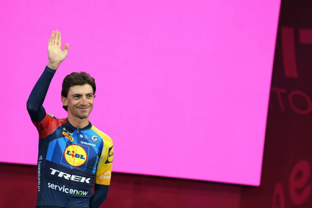Italy™s Giulio Ciccone of Lidl-Trek during the teams presentation ahead of the Giro d™Italia cycling race in Burgas. The race starts on Friday, May 8, with the first stage over 160 km, from Nessebar to Burgas, Bulgaria - Wednesday, May 6, 2026. - cycling. Copyright: xFabioxFerrarix xLaPressex