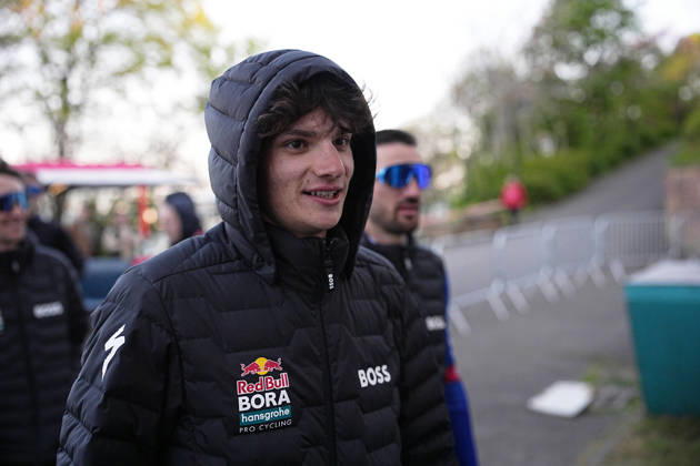 Italy™s Giulio Pellizzari of Red Bull - Bora - Hansgrohe during the teams presentation ahead of the Giro d™Italia cycling race in Burgas. The race starts on Friday, May 8, with the first stage over 160 km, from Nessebar to Burgas, Bulgaria - Wednesday, May 6, 2026. - cycling. Copyright: xMarcoxAlpozzi LaPressex