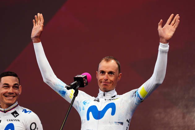 Spain™s Enric Mas Nicolau of Movistar Team during the teams presentation ahead of the Giro d™Italia cycling race in Burgas. The race starts on Friday, May 8, with the first stage over 160 km, from Nessebar to Burgas, Bulgaria - Wednesday, May 6, 2026. - cycling. Copyright: xMassimoxPaolonex xLaPressex