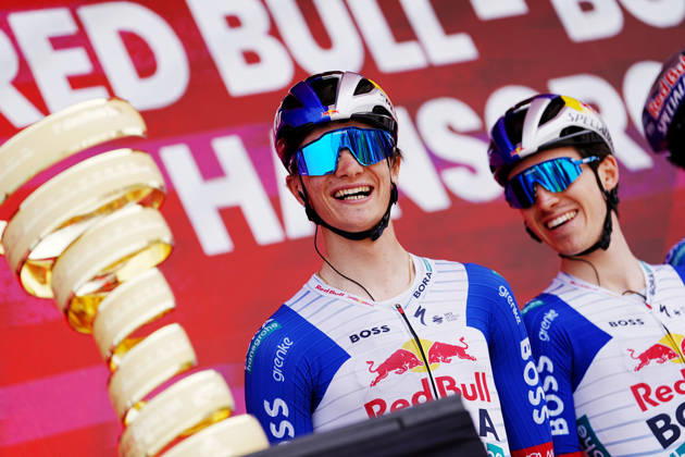 Italy™s Giulio Pellizzari of Red Bull - Bora - Hansgrohe during Stage 1 of the Giro d™Italia, from Nessebar to Burgas, Bulgaria, Friday, May 8, 2026. Copyright: xGianxMattiaxD Alberto LaPressex