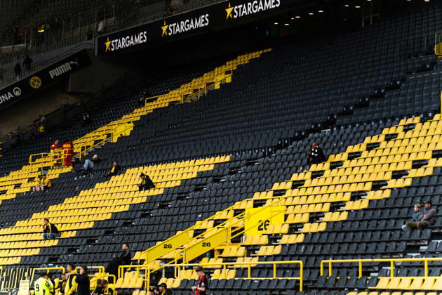 Deutschland: Bundesliga 2025 2026 33. Spieltag, Borussia Dortmund vs. Eintracht Frankfurt, Freitag, 08.05.2026 Signal Iduna Park, Nordrhein-Westfalen Tribüne; Sitze Copyright: xCelinaxLeiersx