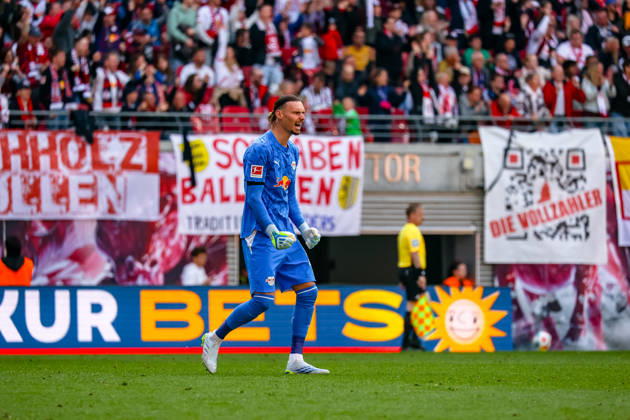 Maarten Vandevoordt (RB Leipzig, 26) Jubel, Torjubel, jubelt ueber Tor, RB Leipzig vs. FC St. Pauli, Fussball, 1. Bundesliga, 33. Spieltag, Saison 2025 2026, 09.05.2026,¨ DFL REGULATIONS PROHIBIT ANY USE OF PHOTOGRAPHS AS IMAGE SEQUENCES AND OR QUASI-VIDEO,¨ RB Leipzig vs. FC St. Pauli, Fussball, 1. Bundesliga, 33. Spieltag, Saison 2025 2026, 09.05.2026 Leipzig Copyright: xEibner-Pressefoto LauraxRoemerx EP_LRR