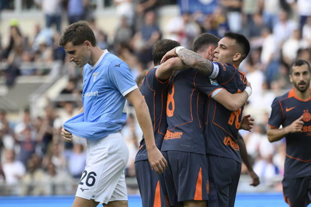 Inter Milan™s Petar Sucic celebrates after scoring the goal 0-2 during the Serie A Enilive soccer match between SS Lazio and Inter - FC Internazionale at the Rome s Olympic stadium, Italy - Saturday, May 09, 2026. - Soccer. Copyright: xFabrizioxCorradetti LaPressex