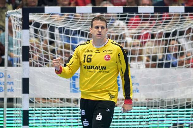 Jubel bei Nebojsa Simic (Torwart MT Melsungen 16) , GER, MT Melsungen - ThSV Eisenach, Handball, 1. Bundesliga, 31. Spieltag, Saison 2025 2026, 09.05.2026, GER, MT Melsungen - ThSV Eisenach, Handball, 1. Bundesliga, 31. Spieltag, Saison 2025 2026, 09.05.2026 Kassel Copyright: xEibner-Pressefotox xRolandxSippelx EP_RSL