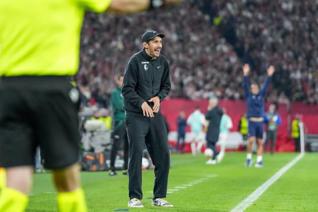 Julian Schuster (SC Freiburg, Trainer) , Deutschland, Fussball, UEFA Europa League, Halbfinale, Rückspiel, 2025 2026, SC Freiburg vs. SC Braga, 07.05.2026, Europa-Park Stadion, Freiburg Freiburg Europa-Park Stadion Baden-Württemberg Deutschland Copyright: xArnexAmbergx