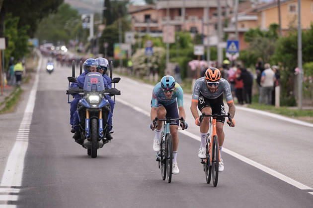 Italy™s Alberto Bettiol of XDS Astana Team, Italy™s Filippo Ganna of Netcompany Ineos runaway during Stage 8 of the Giro d™Italia, from Chieti to Fermo, Italy, Saturday, May 16, 2026. Copyright: xMarcoxAlpozzi LaPressex