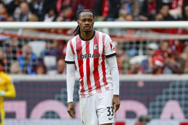 Jordy Makengo (SC Freiburg, 33) , Deutschland, Fussball, 1. Bundesliga, 34.Spieltag, 2025 2026, SC Freiburg vs. RB Leipzig, 16.05.2026, Freiburg im Breisgau Europa-Park Stadion Baden-Württemberg Deutschland Copyright: xGrantxHubbsx