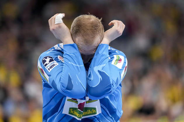 David Späth (Torwart, RNL, 29), Spieler der Rhein-Neckar-Löwen, Einzelbild, Einzelfoto, Aktion, Action, enttäuscht schauend, Enttäuschung, Frustration, disappointed, pessimistisch, 24.05.2026, Mannheim (Deutschland), Handball, Bundesliga, Rhein-Neckar Löwen - SC Magdeburg